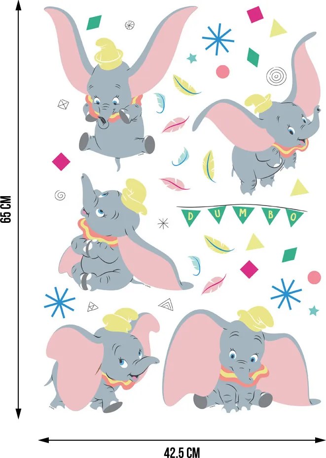 Detská samolepka na stenu - DISNEY - Dumbo a cirkus - 42,5 x65 cm