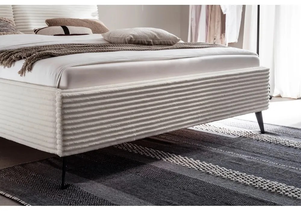 Béžová čalúnená dvojlôžková posteľ bez roštu 180x200 cm Matera – Meise Möbel