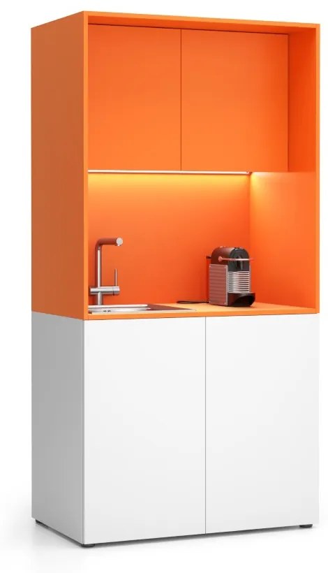 PLAN Kuchynka NIKA s drezom a batériou 1000 x 600 x 2000 mm, oranžová, ľavé