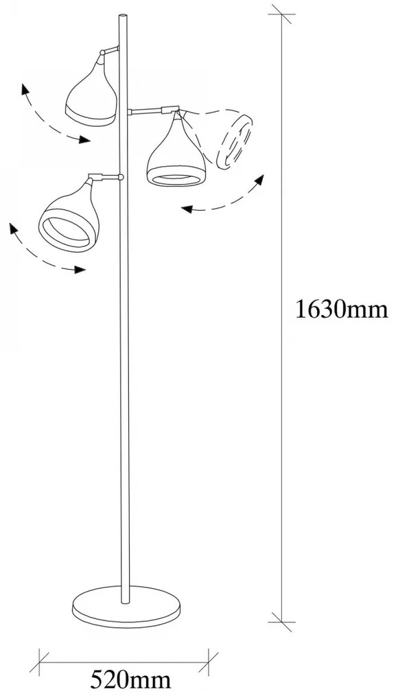 Stojacia lampa Yıldo 163 cm čierna-medená