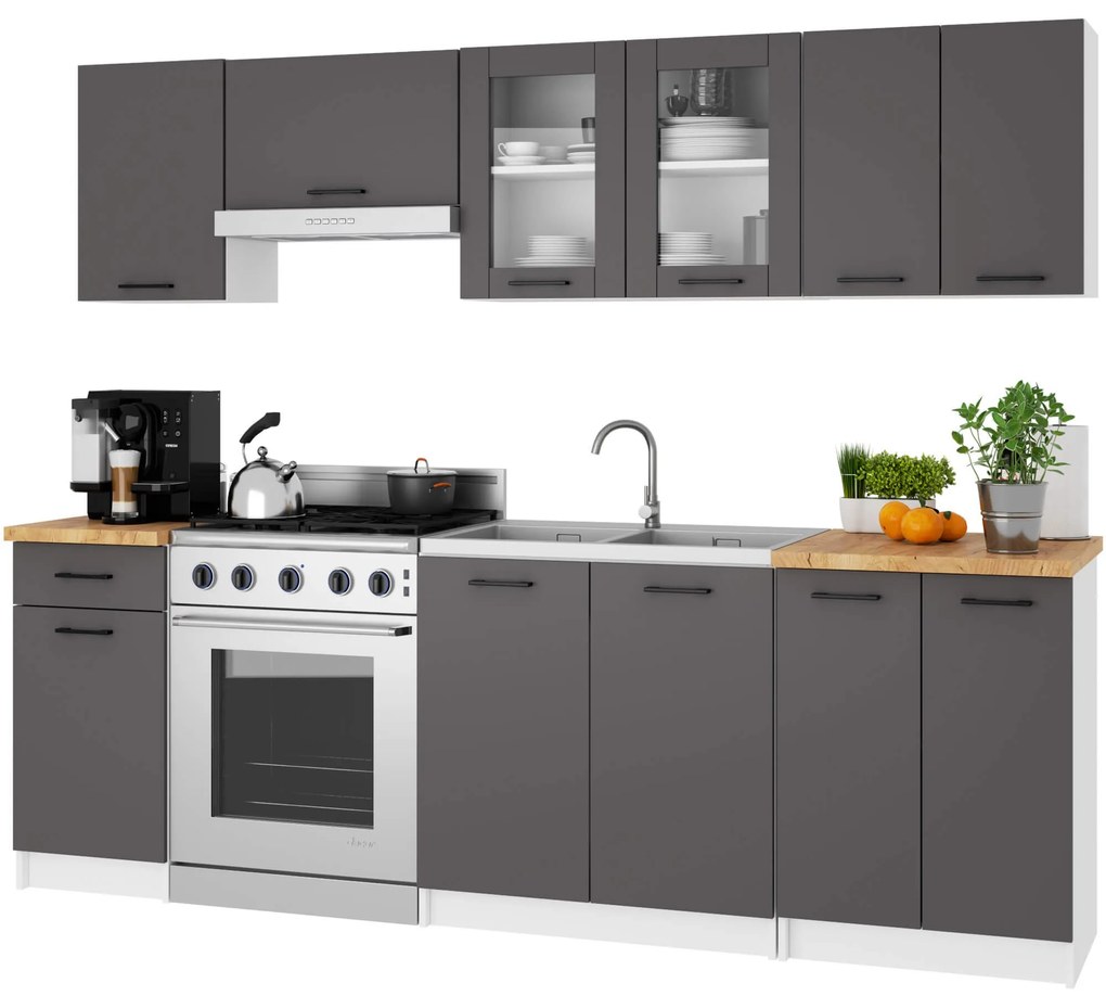 Závesná kuchynská skrinka OLIVIE W 80x58 cm biela mat/grafitovo šedá