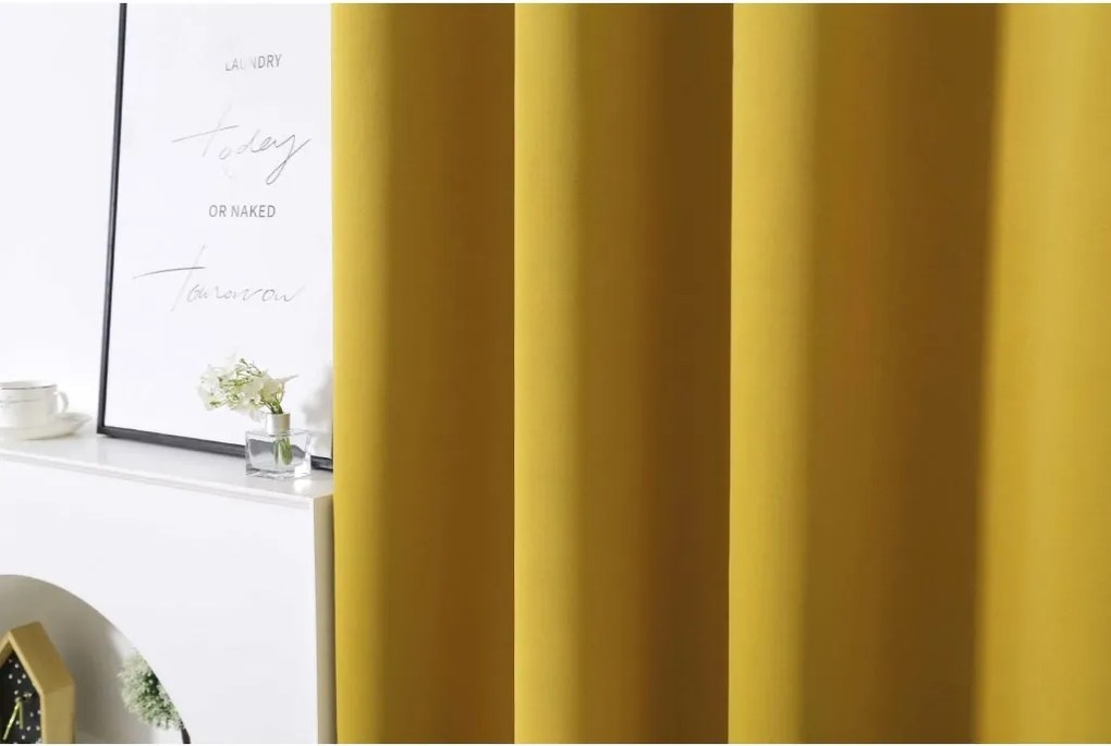 Žltý záves OXFORD 140x250 cm Zavesenie: Kovové krúžky