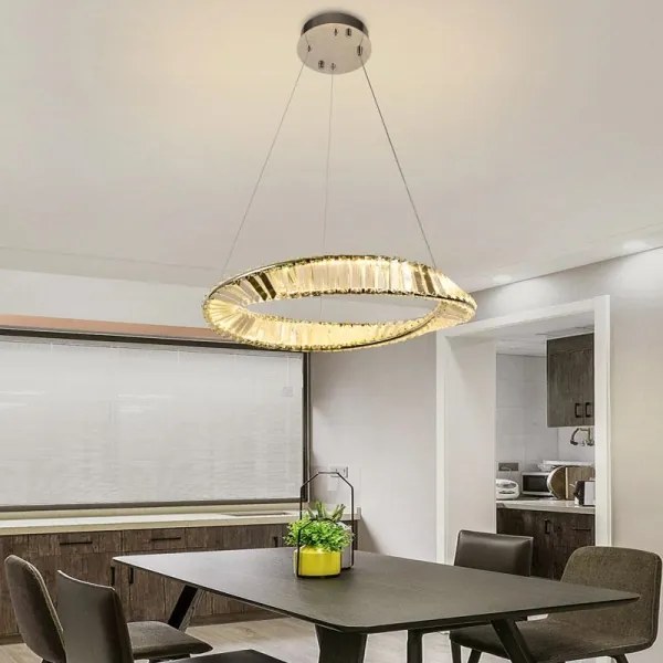 LED Stmievateľný krištáľový luster na lanku LED/40W/230V + diaľkové ovládanie