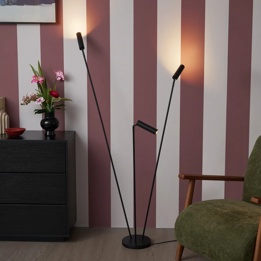 Moderná stojacia lampa čierna 3-svetlá GU10 35mm - Thomas