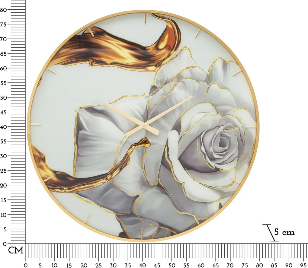 Nástenné hodiny Glass Rose 80 cm viacfarebné/zlaté