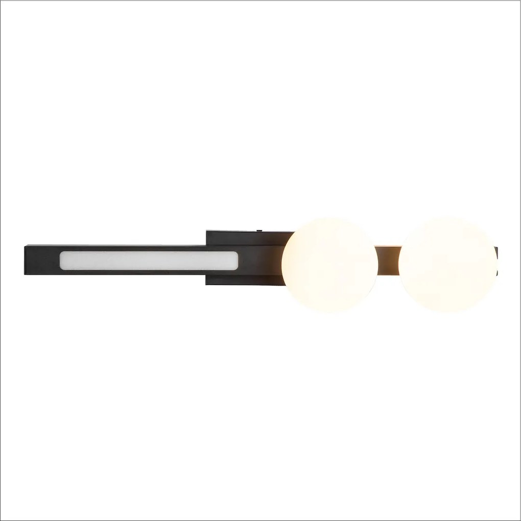 Nástenné svietidlo Magnet2, 2x biele sklenené tienidlo + 1x LED 13W, b