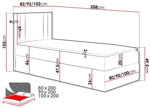 Jednolôžková posteľ 100cm Napoly  (biela). Vlastná spoľahlivá doprava až k Vám domov. 1122716