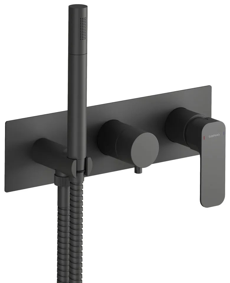 Matne čierna podomietková sprchová batéria (3 výstupy) Spy – Sapho