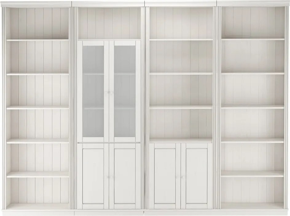 Biela knižnica z borovicového dreva 296x223 cm Anita – Støraa