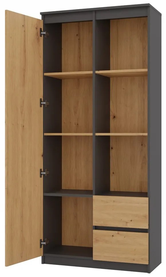 Regál Respeto 2 (antracit + dub artisan). Akcia -20%. Vlastná spoľahlivá doprava až k Vám domov. 1132649