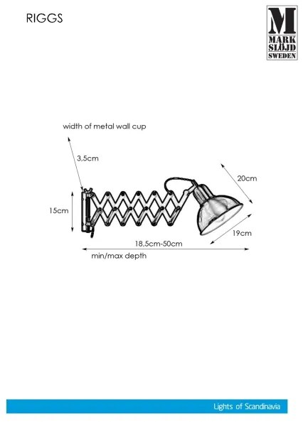 Markslöjd 108105 - Nástenné svietidlo RIGGS 1xE27/60W/230V čierna