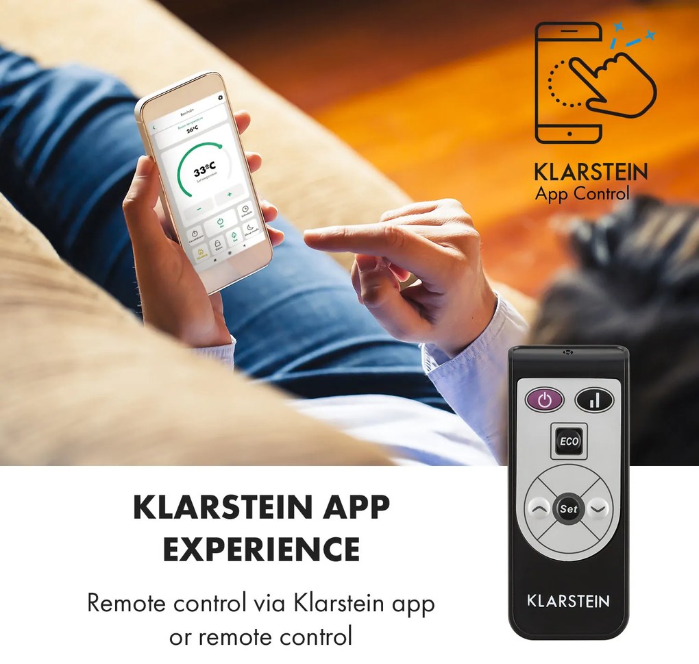 Klarstein Bornholm Single Smart, konvektor, 1000 W, ovládanie cez aplikáciu, čierny