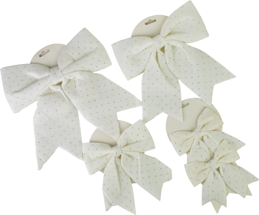 Sada 2 ks vánočních dekorativních mašlí Santa Lila 13,5x14,5 cm bílá