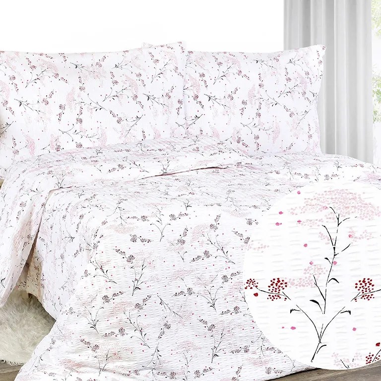 Goldea krepové posteľné obliečky - vzor 934 japonské kvety na bielom 140 x 220 a 70 x 90 cm