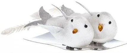 DECOLED Dekorace ptáček bílý, 9x4 cm - 2ks/bal.