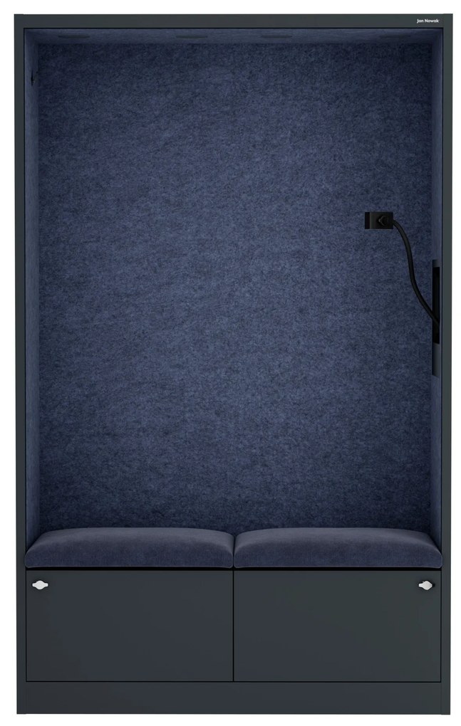 Akustická kabína SALLY MentalBox 1150 mm – antracitový korpus, tmavomodré sedadlo