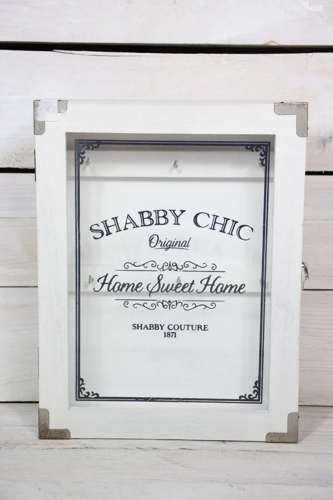 Drevená skrinka na kľúče "SHABBY CHIC" (20x26x5,5 cm)