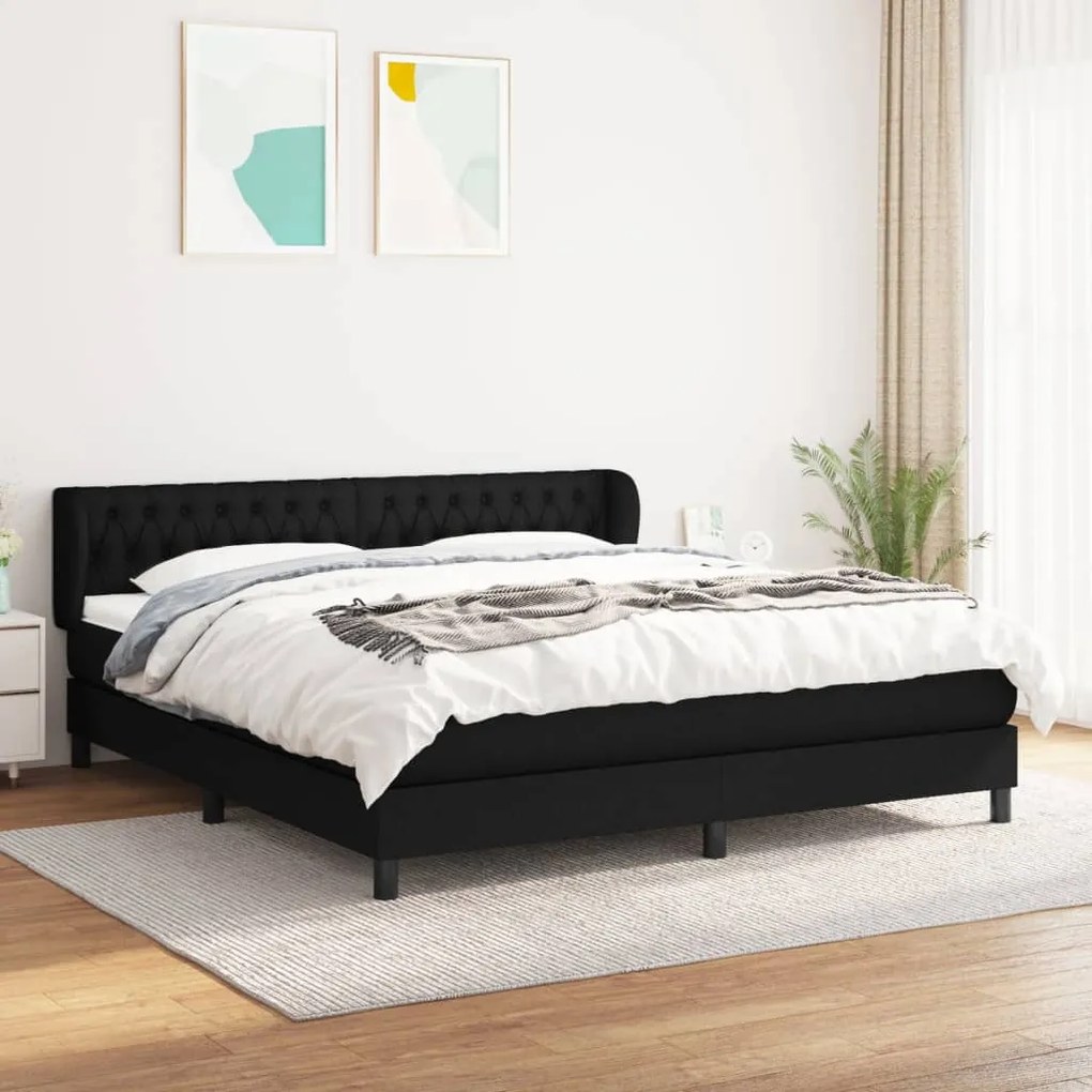 Posteľný rám boxspring s matracom čierny 180x200 cm látka 3126503