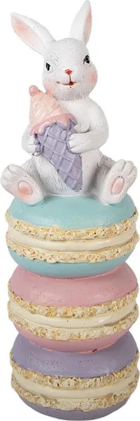 Dekorácia biely králik sediaci na makrónkach - 7*7*20 cm