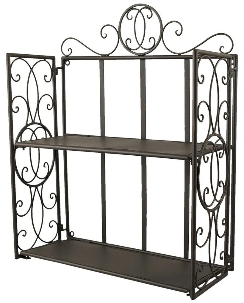 Čierna kovová nástenná polička - 41 * 18 * 53 cm