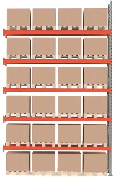 Paletový regál ULTIMATE, prídavná sekcia, 24 paliet, 6000x3600x1100 mm