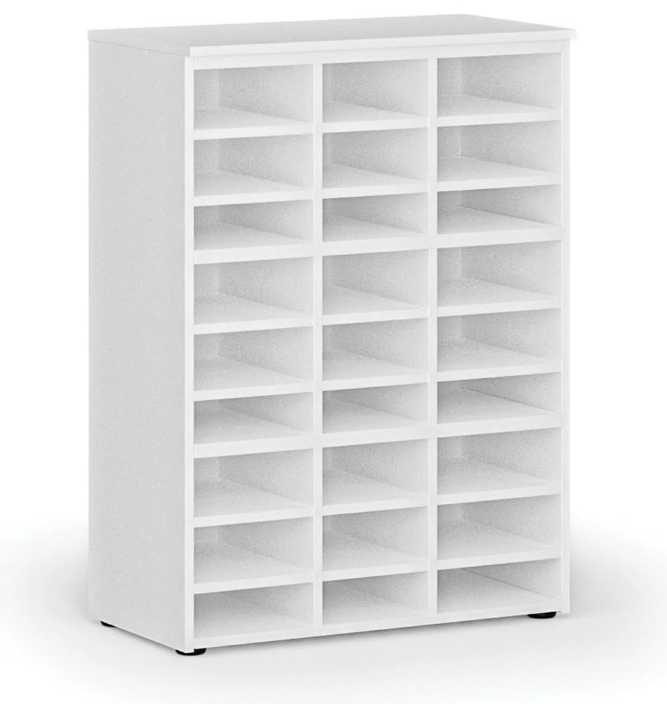 Triediaci regál PRIMO WHITE, 800 x 420 x 1087 mm, 27 priehradok, biely