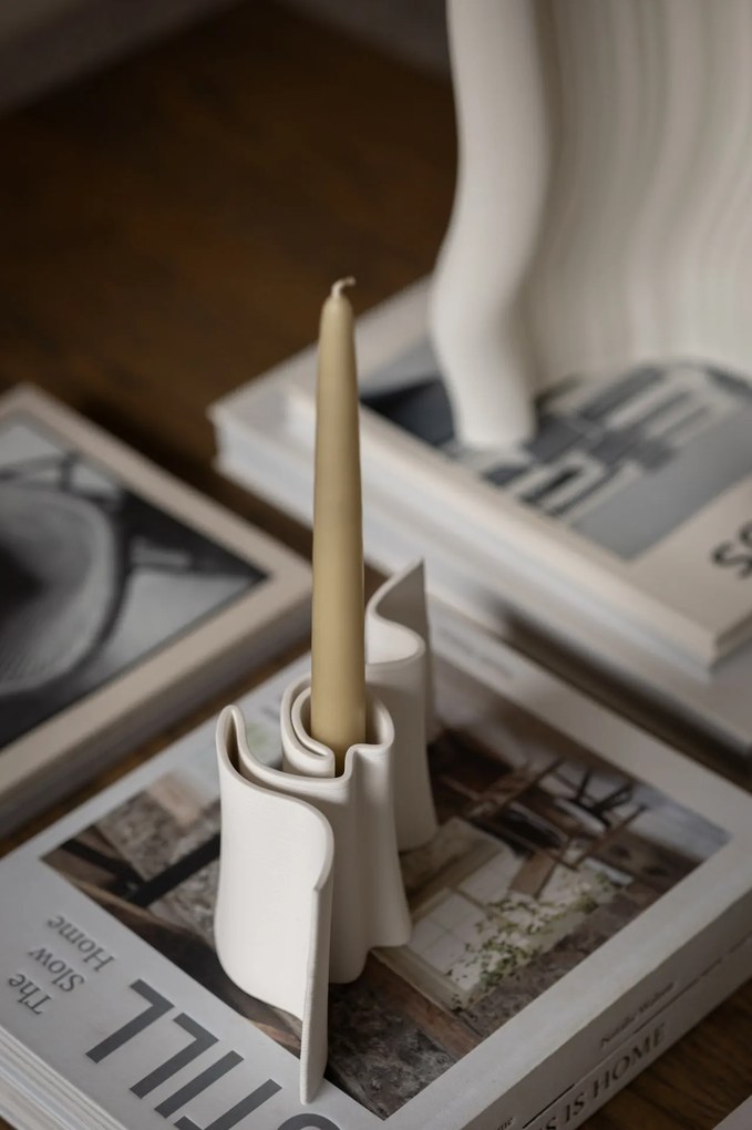Ferm Living Kameninový svietnik Dedali Off-White