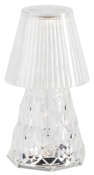 Stolná lampa priehľadné sklo vrátane LED nabíjateľná IP44 - Lola 20 Lux