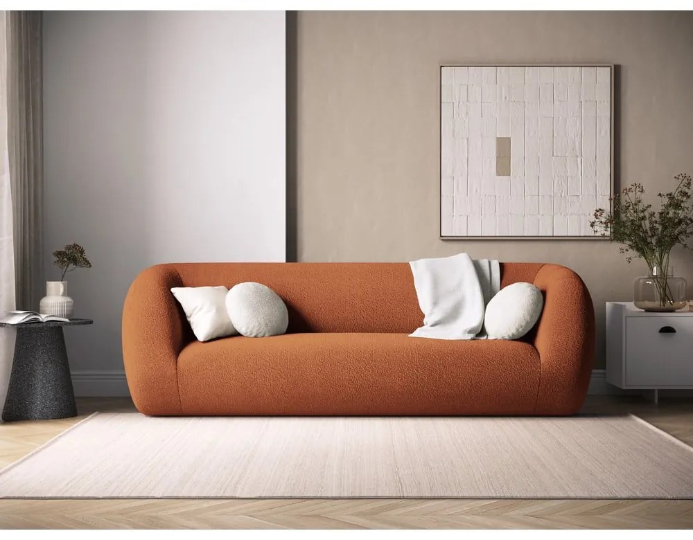 Oranžová pohovka z textílie buklé 230 cm Essen – Cosmopolitan Design