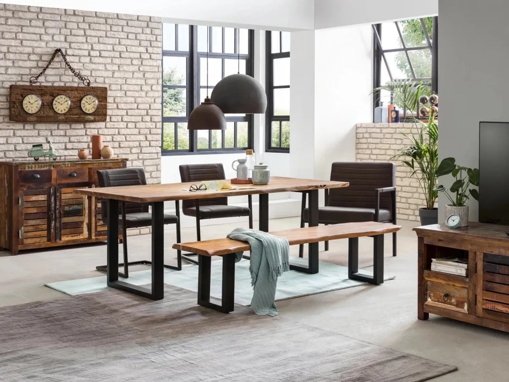 furniture-nabytek.cz - Masivní lavice Bullwer z palisandru, lakovaná, hnědá – 160×40×45 cm