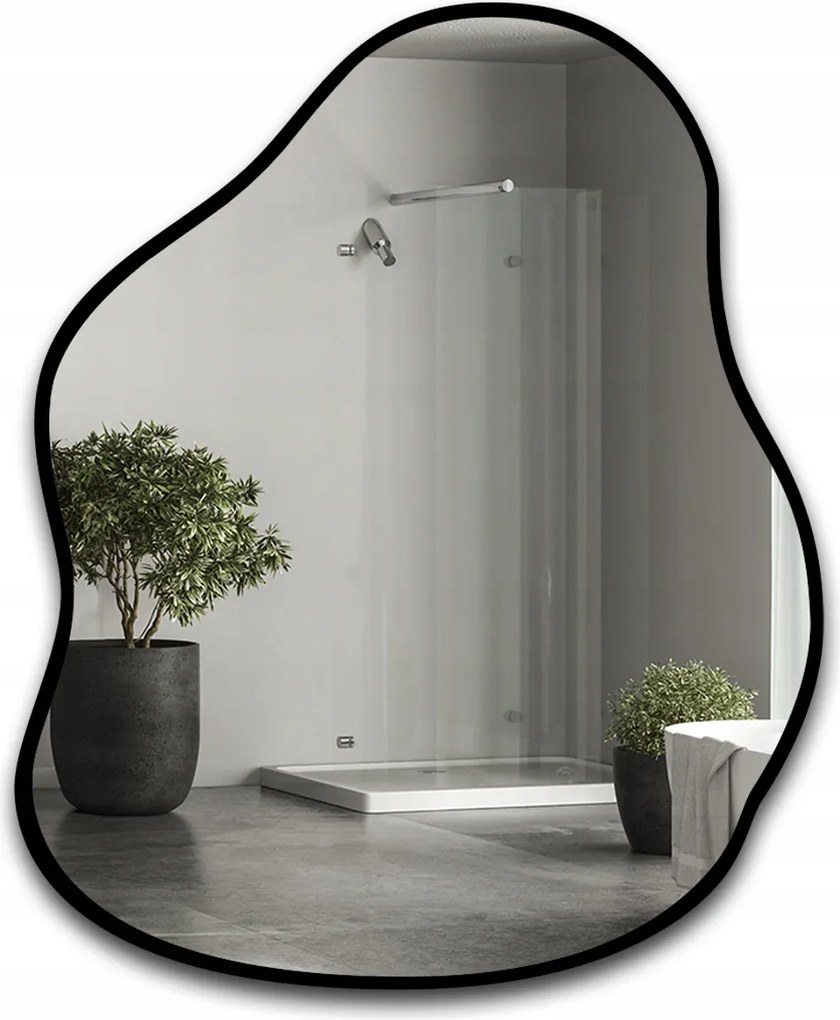 Zrkadlo v čiernom ráme Stone 150x193, organická škvrna
