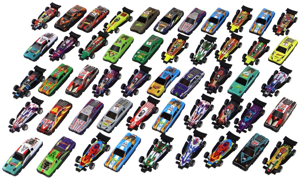 LEAN TOYS Sada pružinových viacfarebných áut – 50 kusov