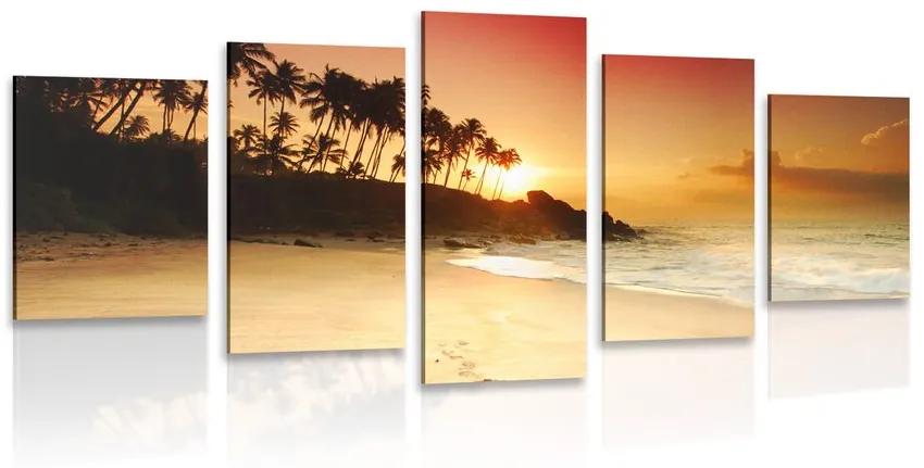 5-dielny obraz západ slnka na Srí Lanke Varianta: 100x50