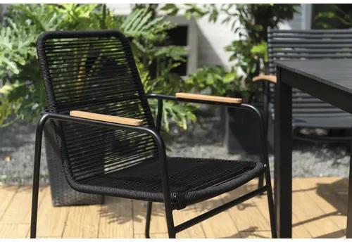 Záhradná stolička stohovateľná Garden Place LILI s povrazovým vzorom čierna