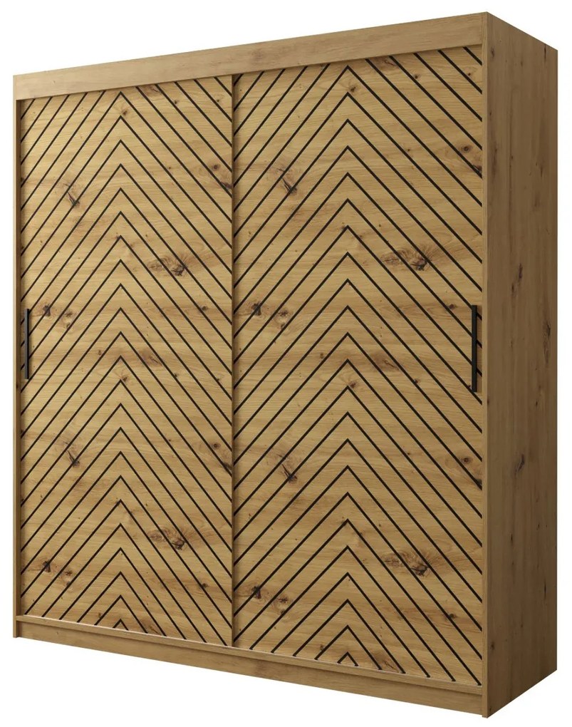 Moderná posuvná skriňa Ratintu 1 180 cm, zásuvka: nie, Farby: dub artisan / dub artisan + čierna
