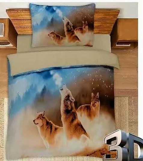 3D Obliečky Vlci Bavlna 70x90 140x200 cm