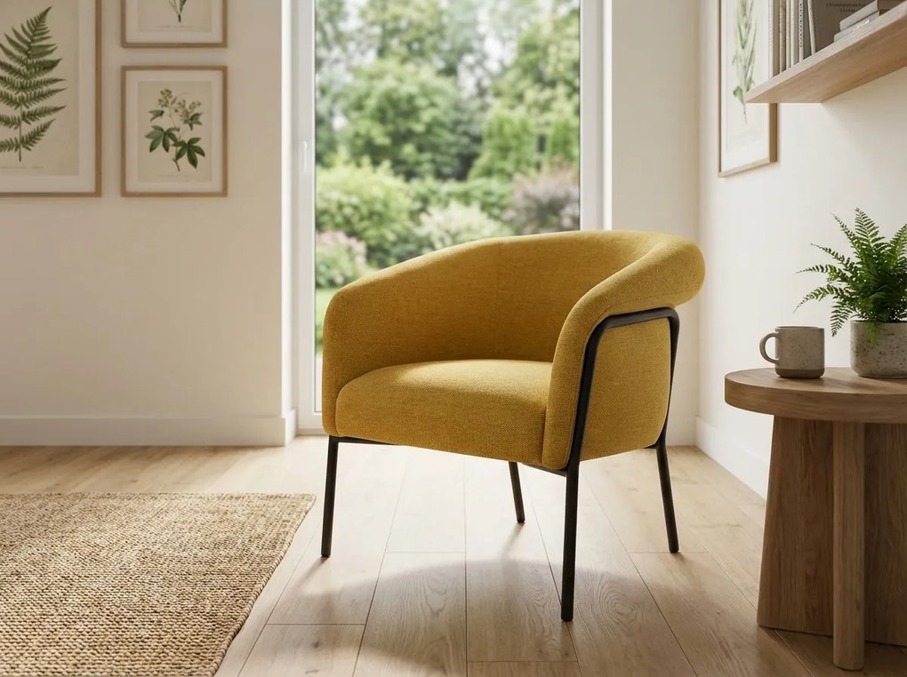 Dizajnové kreslo CLOVER BREGO, horčicové