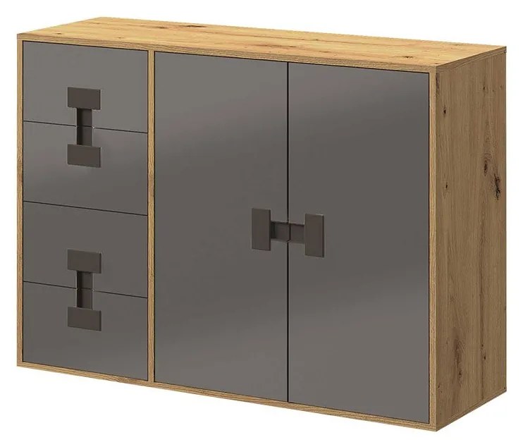 Komoda Tikrote 118 TE08, Farby: dub artisan / biely lesk