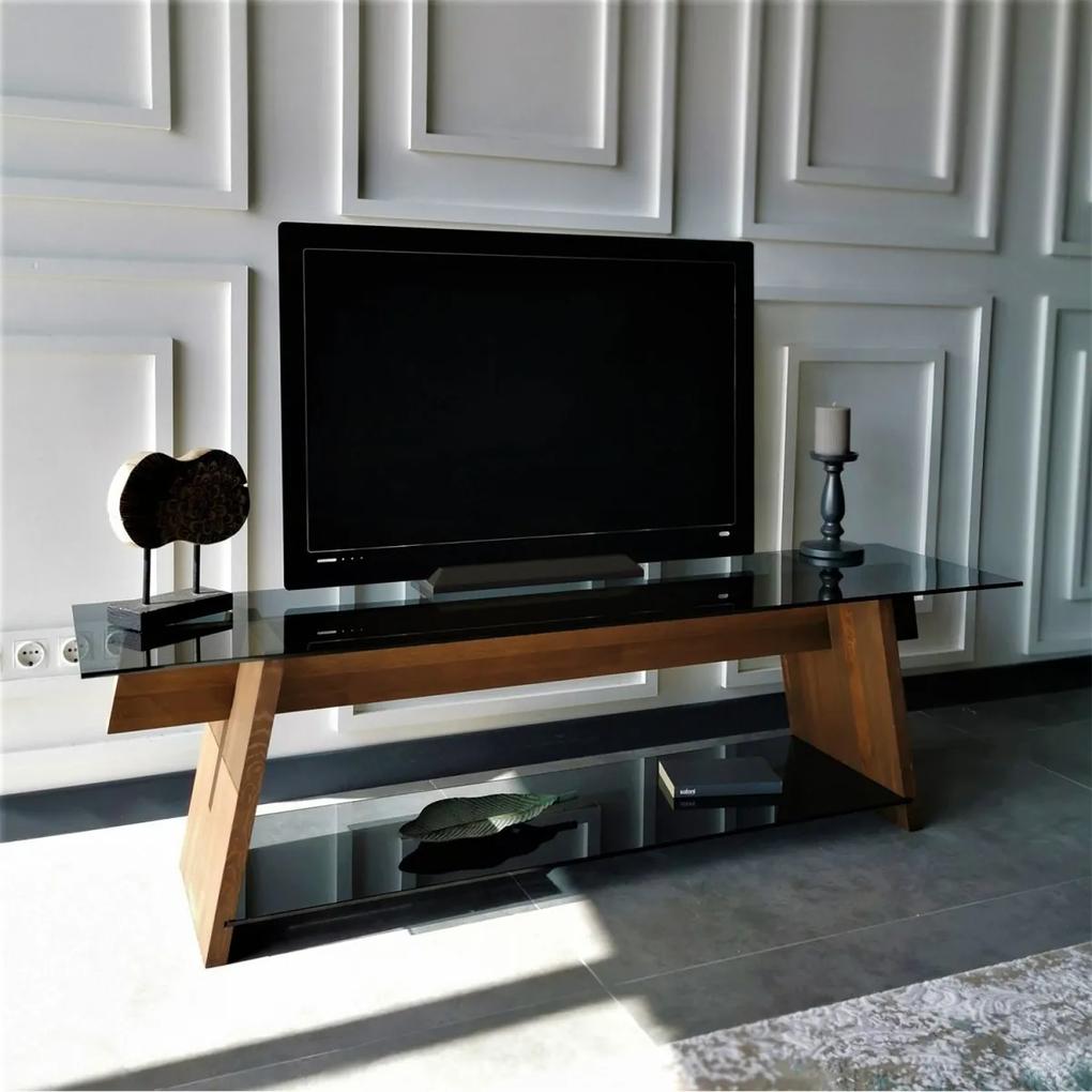 TV stolek TV201 158 cm ořech/černý