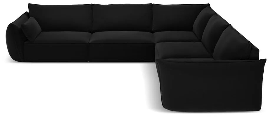 Čierna zamatová rohová pohovka Vanda – Mazzini Sofas