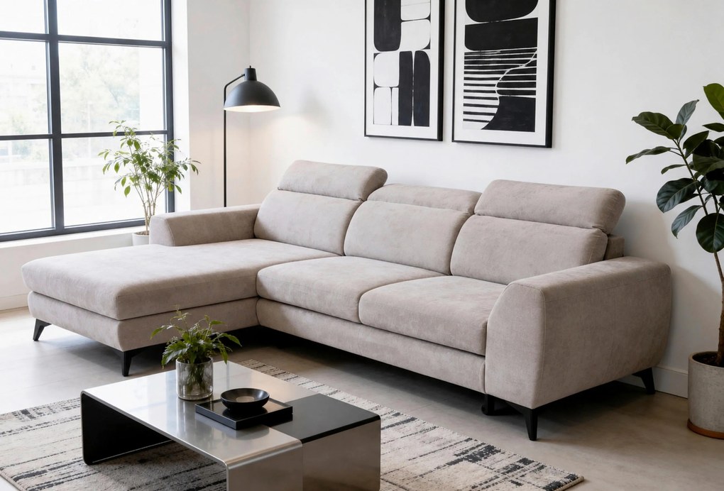 XXXLutz ROHOVÁ SEDAČKA, textil, béžová MID.YOU - Sedačky - 000694011001