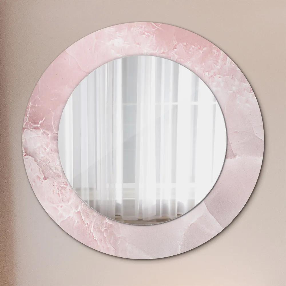 Okrúhle ozdobné zrkadlo na stenu Ružový kameň fi 50 cm