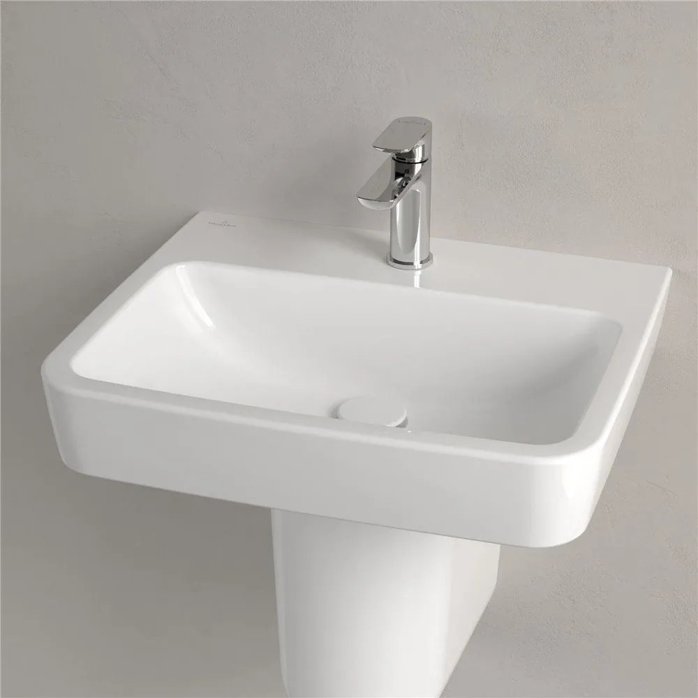 VILLEROY &amp; BOCH O.novo závesné umývadlo s otvorom, bez prepadu, 550 x 460 mm, biela alpská, s povrchom AntiBac a CeramicPlus, 4A4156T2