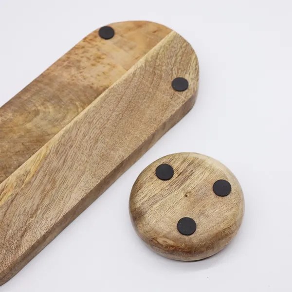 Podnos a misky 3 ks mangové drevo modré 33cm