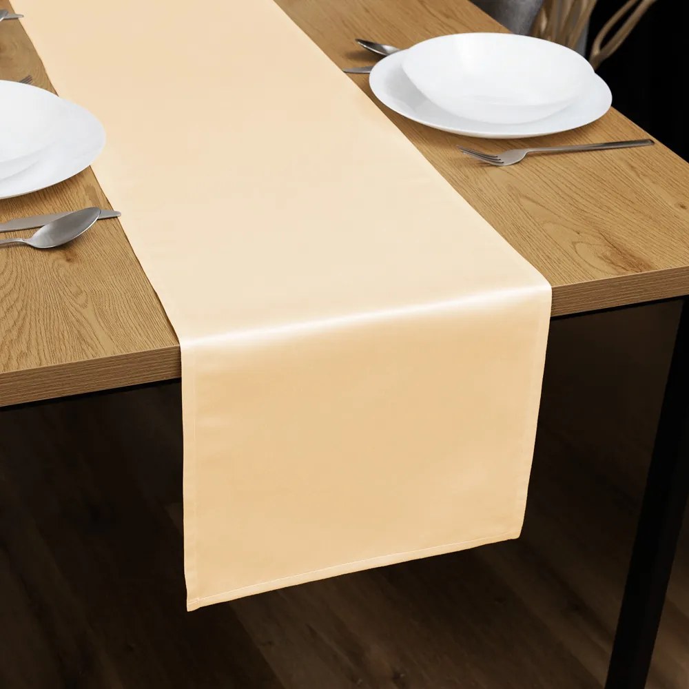 Biante Saténový behúň na stôl polyesterový Satén LUX-057 Béžový 35x140 cm