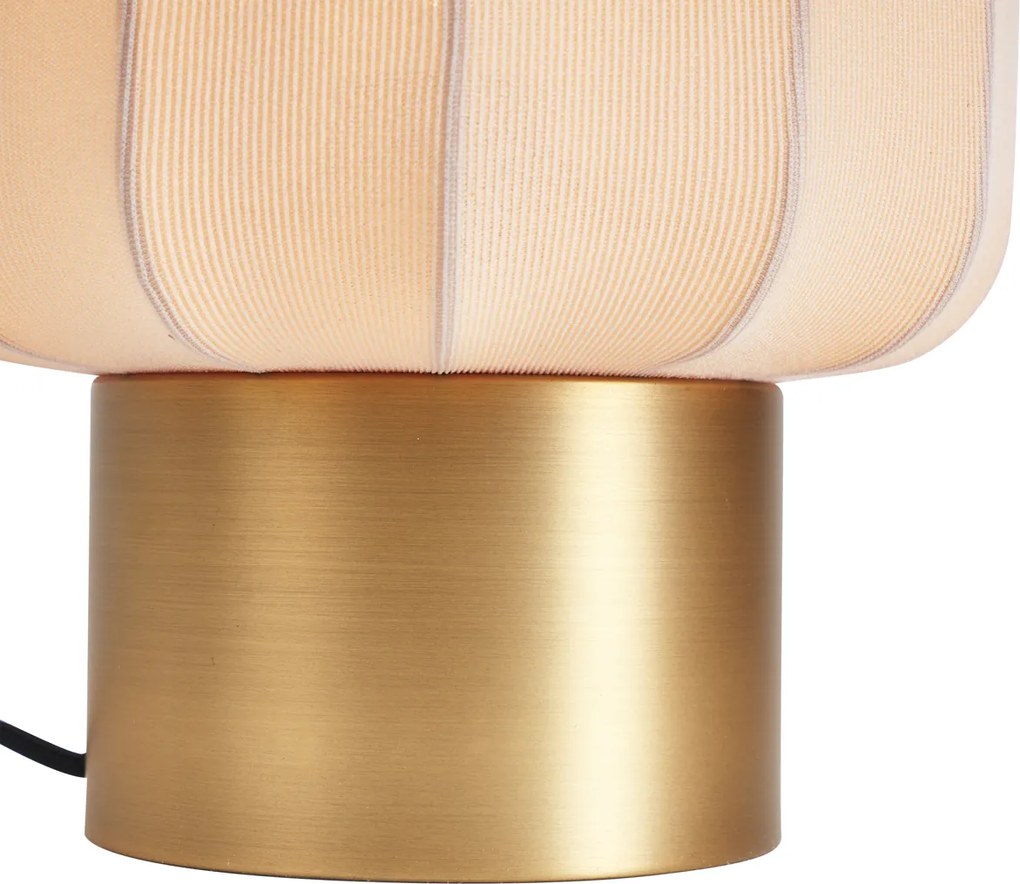 Japandi stolná lampa zlatá s béžovým tienidlom - Pluni