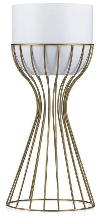 KOVOVÝ KVETINÁČ SO STOJANOM GLAM 46X20 CM BIELA/ZLATÁ