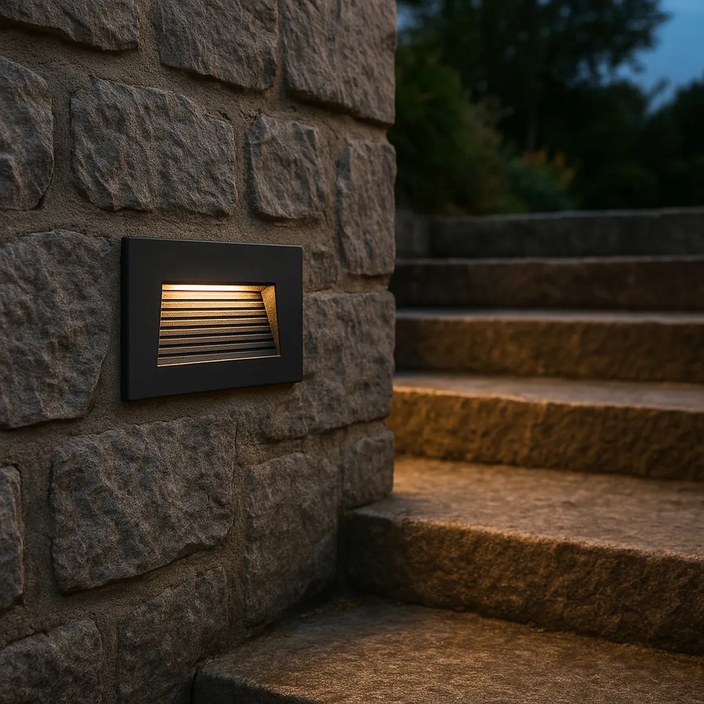 Sada 6 moderných zapustených nástenných svietidiel čierna 11,5 cm vrátane LED IP65 - Trem