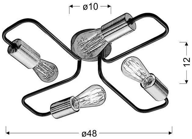 Candellux Čierne stropné svietidlo Herpe pre žiarovku 4x E27 34-66923