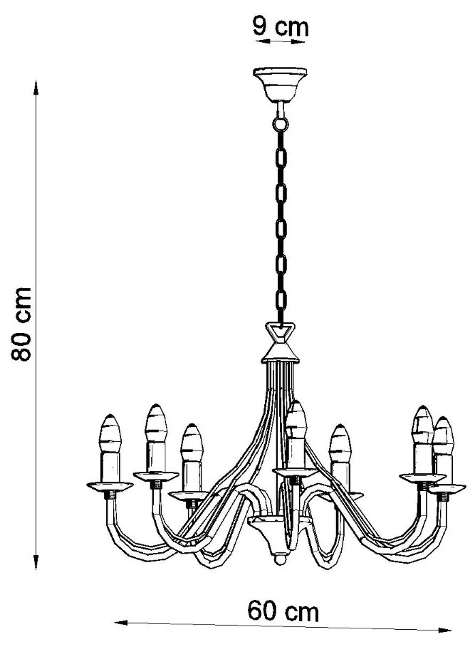 Luster Minerwa 7, čierne telo svietidla
